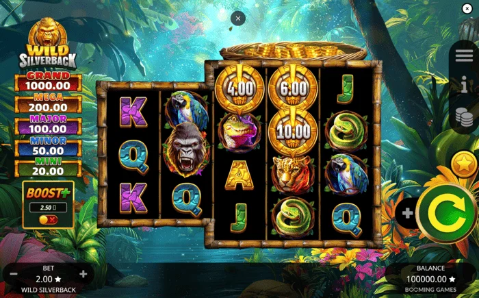 Wild Silverback - главен екран за игра со мрежа 3-3-4-4-4